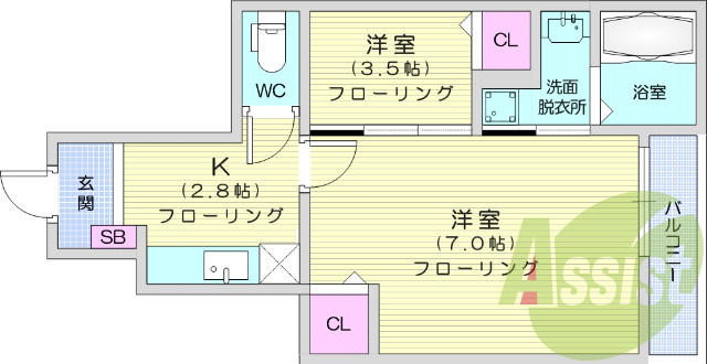 1SK、24時間換気システム、室内物干し、複層ガラス、給湯