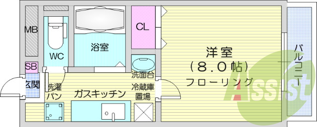 1K、モニター付きインターホン、エアコン