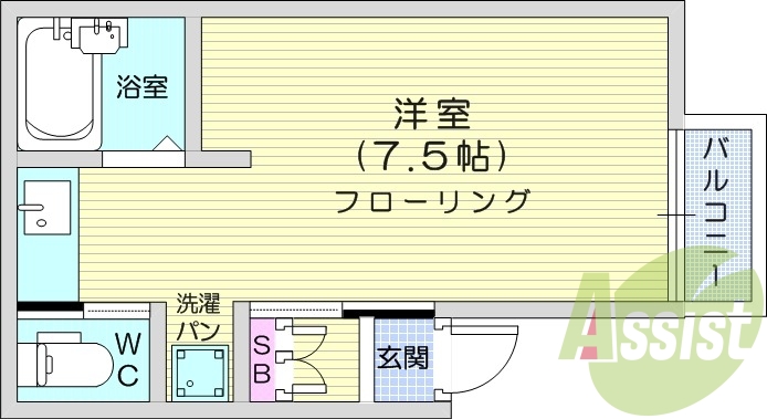 ワンルーム、エアコン、室内洗濯機置場、トイレ浴室別、収納