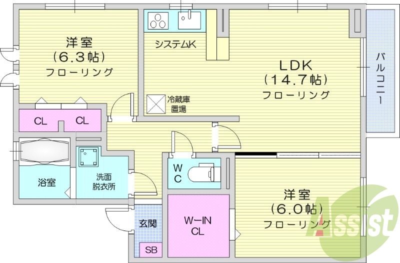 2LDK　追い焚き機能　浴室乾燥機　インターネット無料