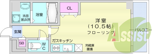 １R、独立洗面台、シューズボックス、ウォシュレット