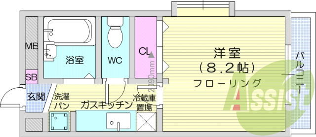 1K、都市ガス、オートロック、防犯カメラ、エアコン