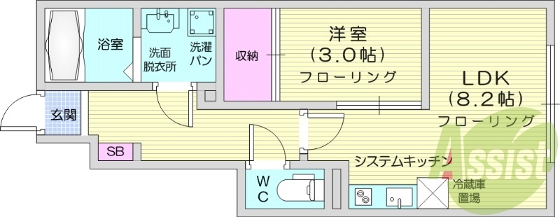 1LDK、ペット可能、追炊き、ネット無料、IH、独立洗面台