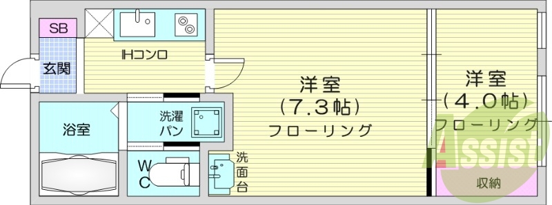 2K、インターネット無料、宅配ボックス付き