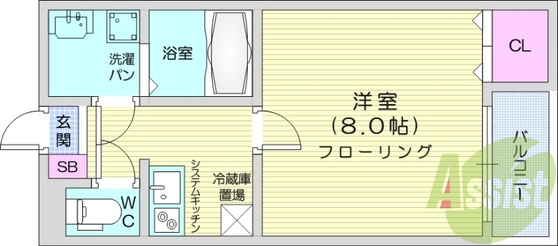 1K、追い焚き、ネット無料、オートロック。