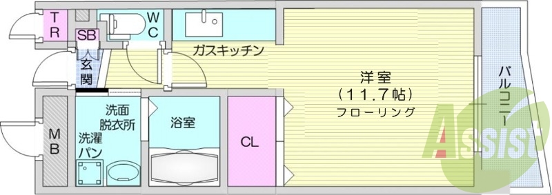1R、エレベーター、モニター付きインターホン、温水洗浄便座