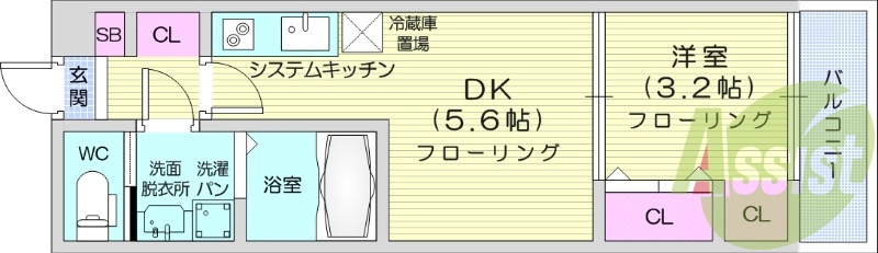 1DK、2口IHコンロ、無料Wi-Fi、浴室乾燥機