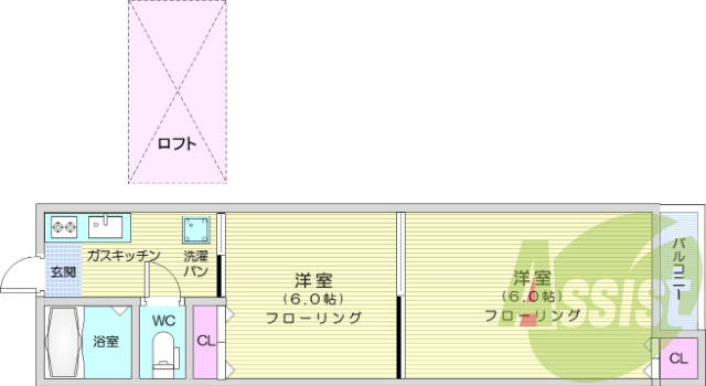 2K、モニター付きインターホン、バストイレ別。