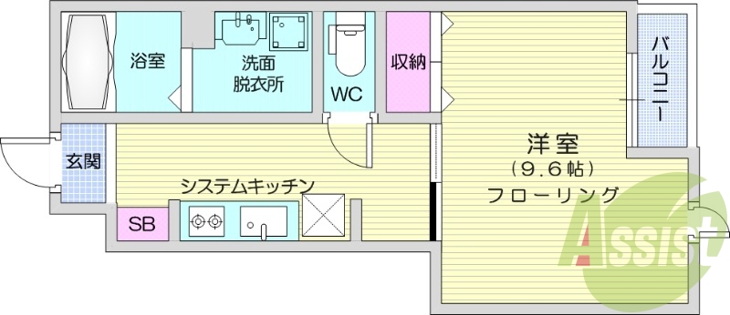 １K、防犯カメラ、ネット無料、宅配ボックス