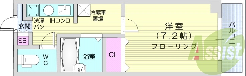 南北線北四番丁駅徒歩圏内、1K、都市ガス仕様