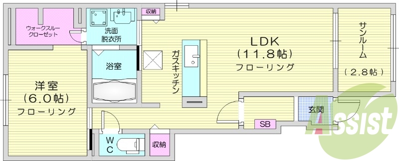 1LDK　追い炊き機能　独立洗面台　浴室乾燥機　ネット無料