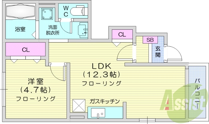 1LDK　独立洗面台　追い炊き機能　浴室乾燥機　エアコン