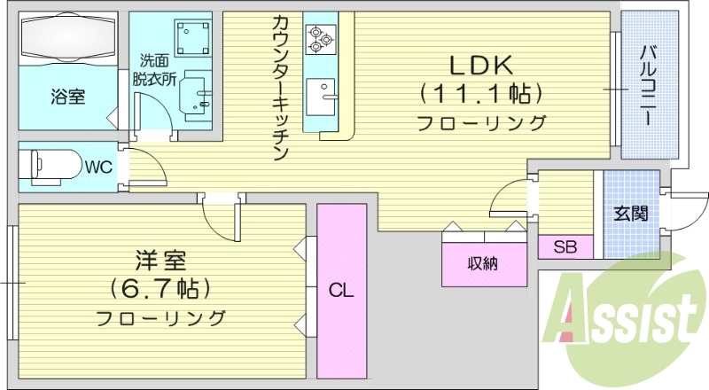 1LDK、オール電化、インターネット無料