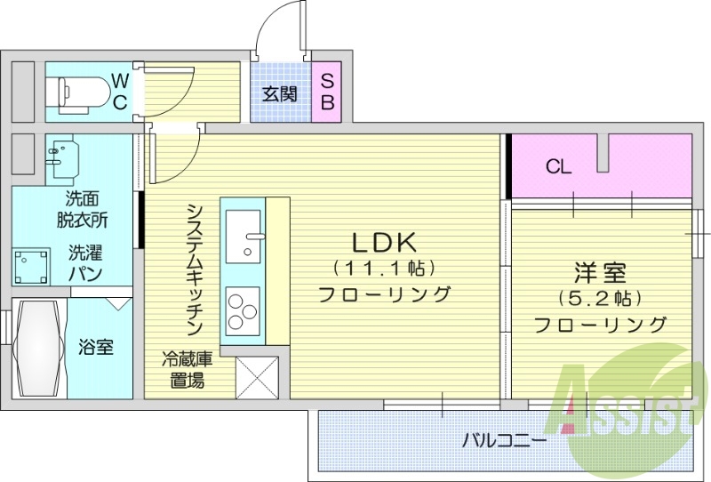 1LDK、モニター付きインターホン、インターネット使用料無料