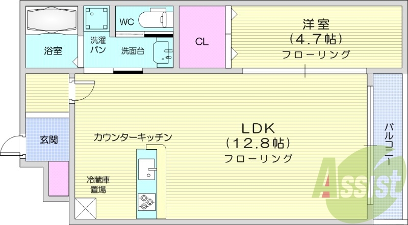 1LDK、防犯カメラ、システムキッチン、追い焚き機能