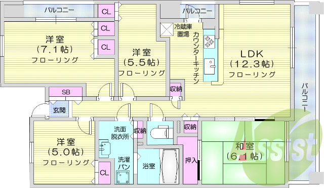 ４ＬＤＫ、南向き、ペット相談、角部屋、システムキッチン
