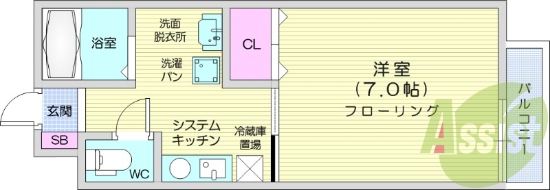 1K、追い焚き機能付き、インターネット無料