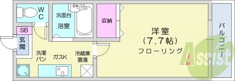 1K、BT別、インターネット無料、室内洗濯機置場