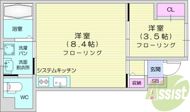 1LDK、浴室乾燥、追い焚き、ペット相談可能