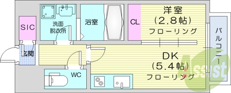 1DK、宅配ボックス、防犯カメラ、オートロック、