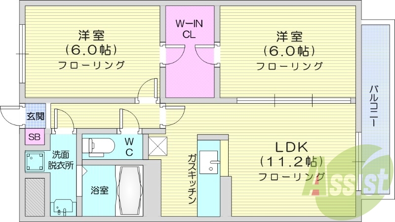 2ＬＤＫ、オートロック、角部屋、シャンプードレッサー