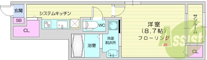 1K、インターネット無料、IHクッキングヒーター。