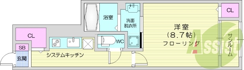 1K、インターネット無料、IHクッキングヒーター。