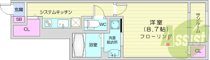 1K、インターネット無料、IHクッキングヒーター。
