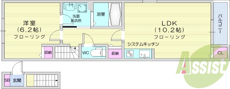 1LDK、インターネット無料、IHクッキングヒーター。