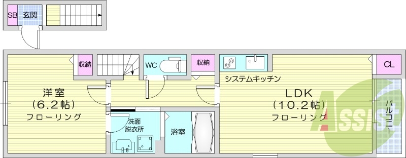 1LDK、インターネット無料、IHクッキングヒーター。