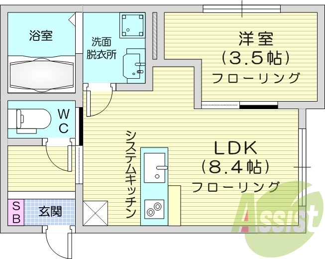 1LDK、エアコン2台、防犯カメラ、オートロック、追い焚き