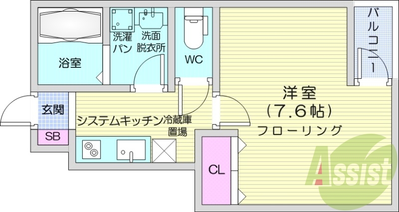 1K、宅配ボックス、都市ガス、インターネット無料
