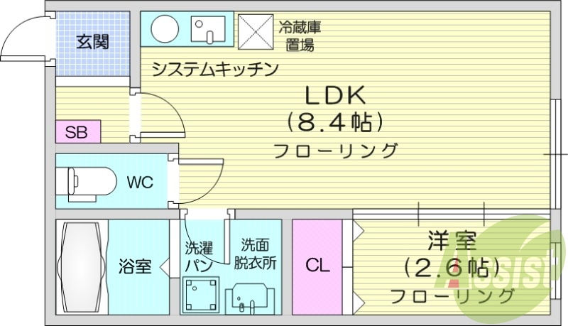 1LDK、追い焚き機能、インターネット無料