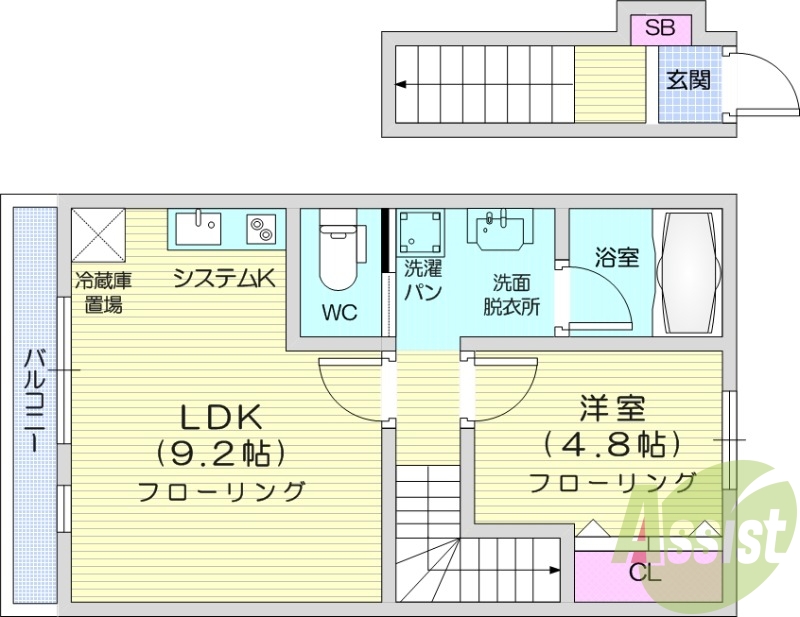 1LDK、ネット無料、浴室乾燥、IH、独立洗面台、追い焚き