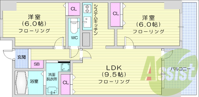 2ＬＤＫ、オートロック、ウォシュレット、追い焚き