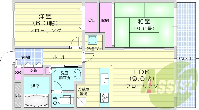 2LDK、エアコン、カウンターキッチン、独立洗面化粧台