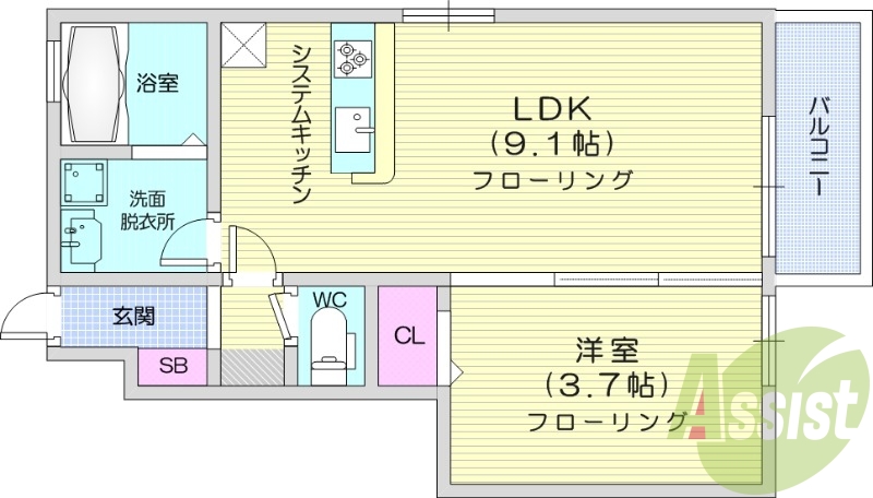 1LDK、ペット飼育可、インターネット無料