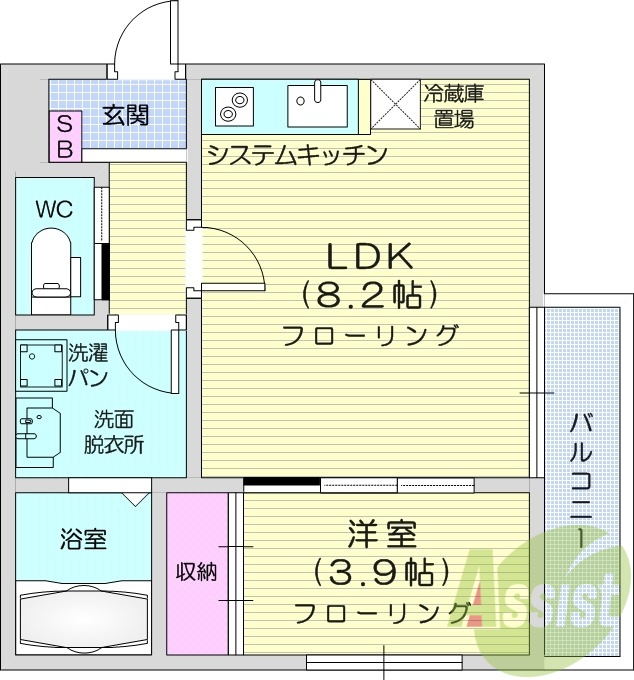 1LDK　ゆったり空間で快適な生活が出来そうです