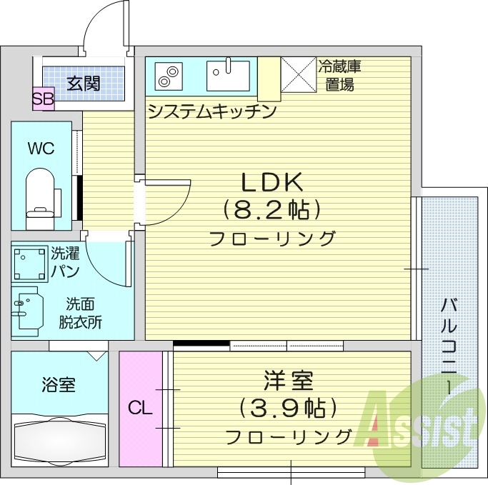 1LDK　ゆったり空間で快適な生活が出来そうです