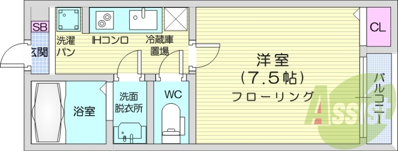 1K、インターネット無料、追い焚き機能。