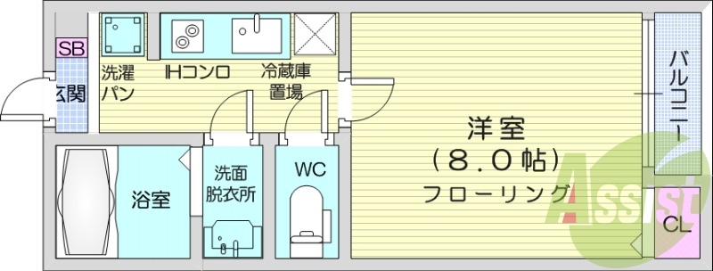 1K、インターネット無料、追い焚き機能。