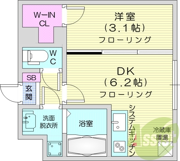 1DK、都市ガス、ネット無料、オートロック、エアコン