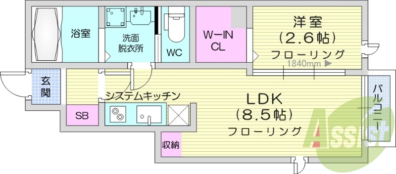 １LDK、浴室乾燥機、追い焚き機能、ネット使用料不要