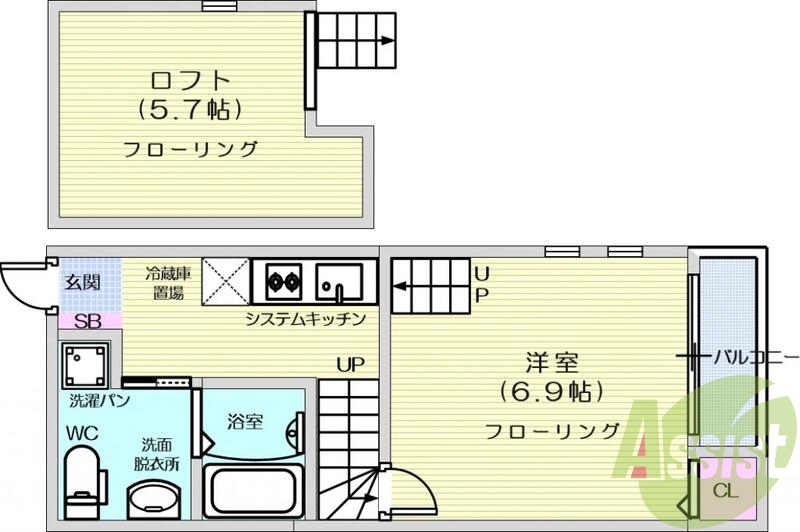 1K、ウォシュレット、インターネット使用料無料