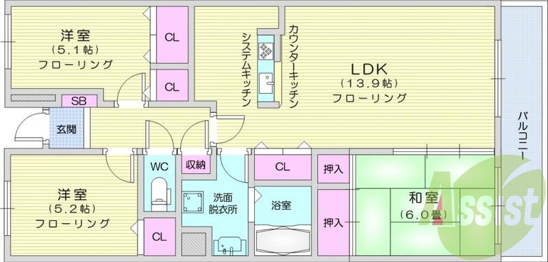 3LDK、ペット相談可、南向き、追焚機能、温水洗浄便座