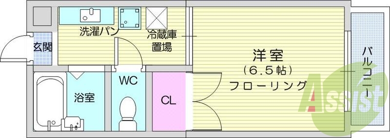1Ｋ、エアコン、バルコニー、洗濯機置場、閑静な住宅街