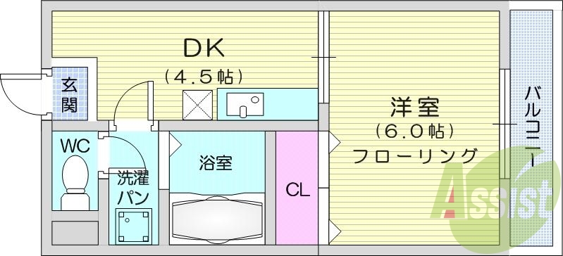 1DK、エアコン、室内洗濯機置場、トイレ浴室別、クローゼット