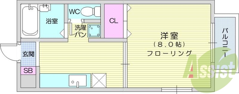 １K、バストイレ別、追い炊き機能、シューズボックス収納