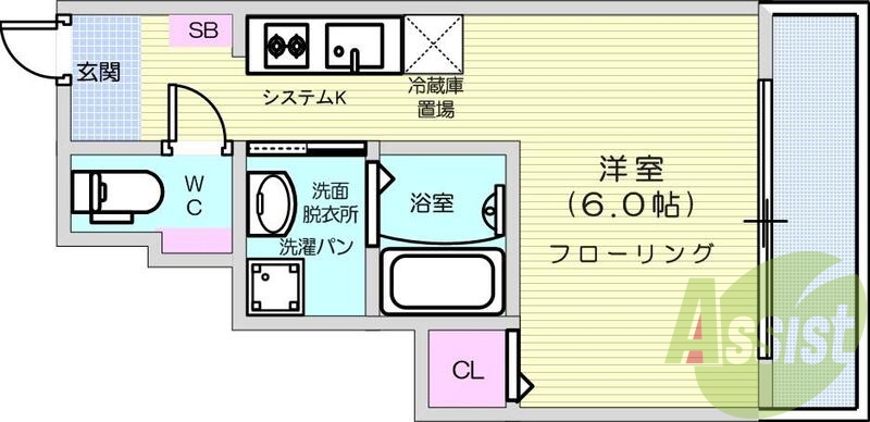 1R、エアコン、室内洗濯機置場、トイレ浴室別、クローゼット。