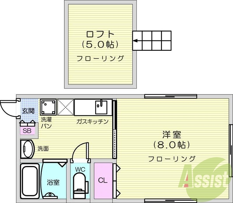 1K、ロフト、エアコン、追焚機能、温水洗浄便座